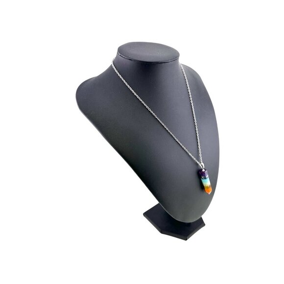 7 Chakra Stone Bullet Point Necklace NWT - Picture 5 of 10
